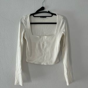Zara square neck ribbed long sleeve crop top
